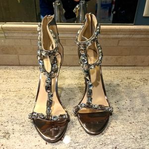 Silver jeweled Nine West heels